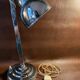 Old Art Deco desk lamp, in chrome metal-1950