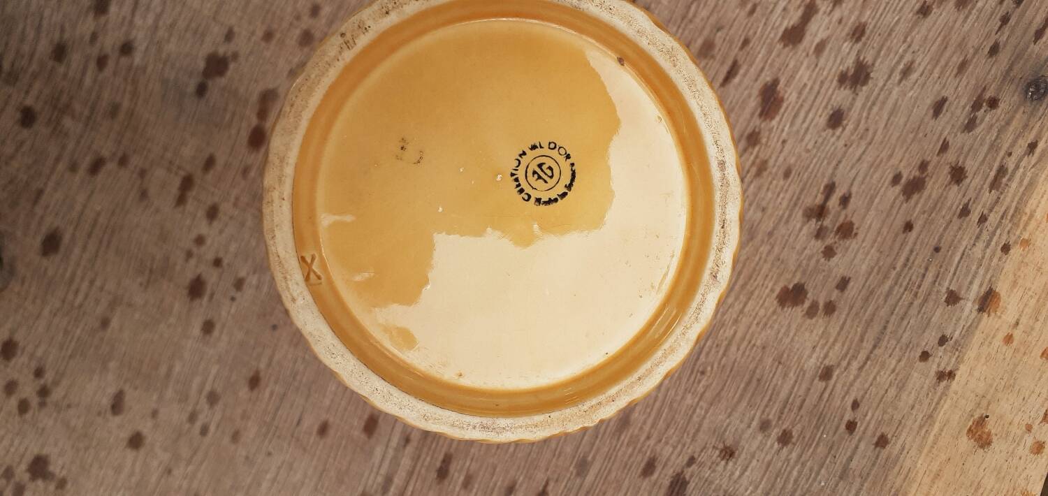 1950s Gien earthenware planter in a basket shape