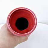 Small old raspberry pink enameled ceramic vase 1940s