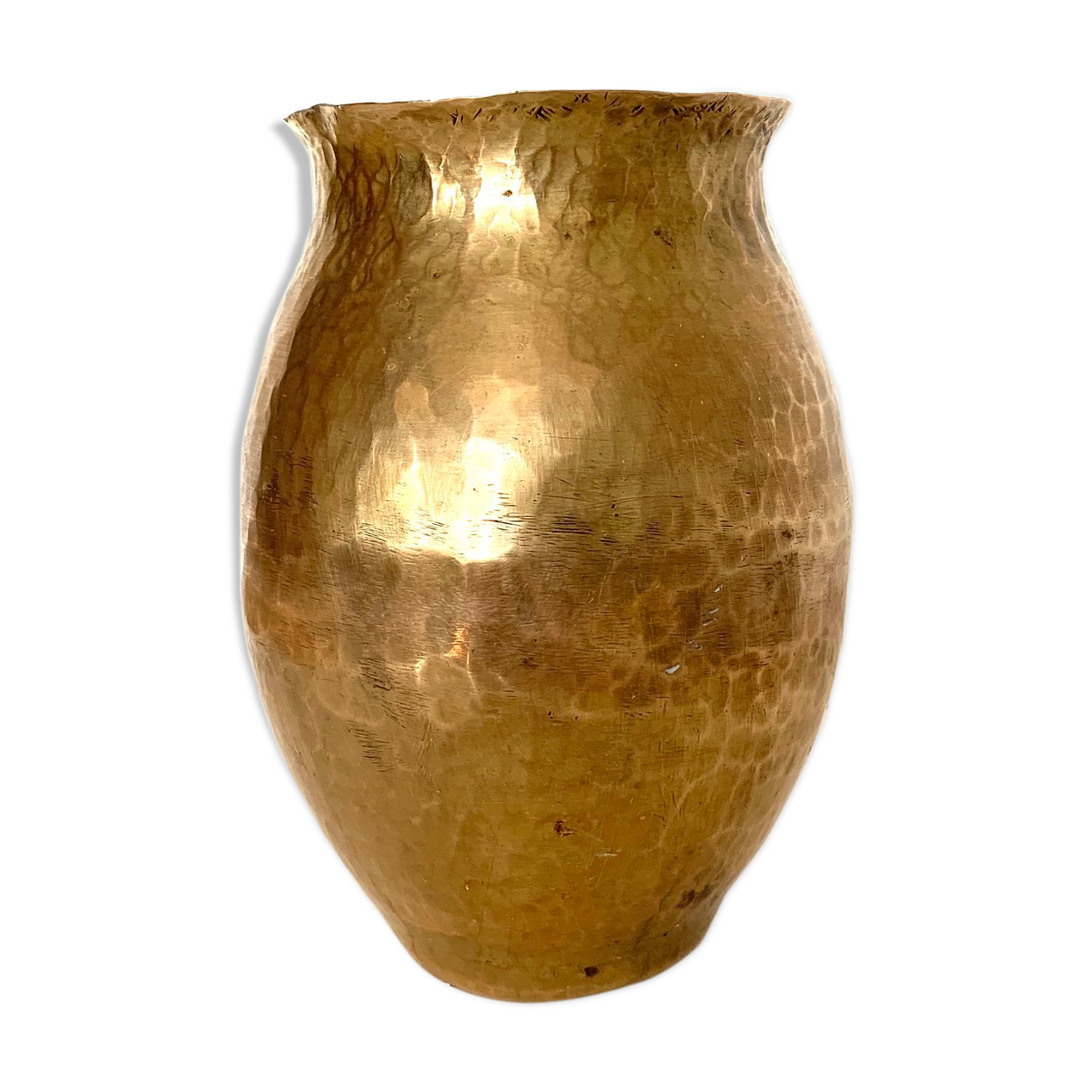 Hammered brass vase