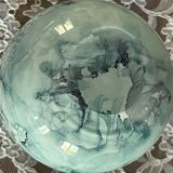 Blue speckled and marbled glass vase