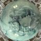Blue speckled and marbled glass vase