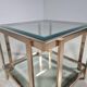 Square side table with two levels in modern Regency style, veneered in 23-carat gold by Belgo Chrom.