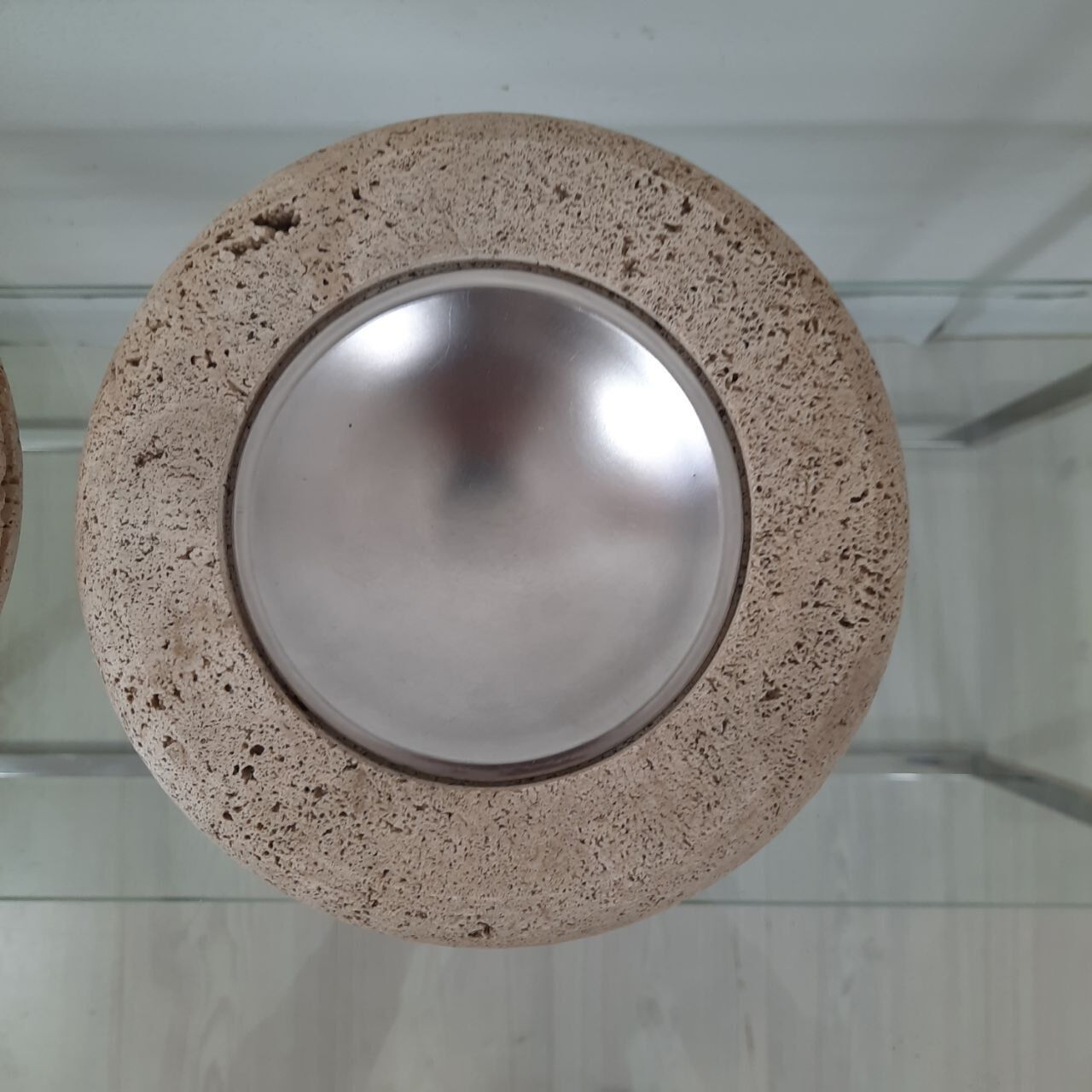 Pair of valet trays - 1980s - travertine