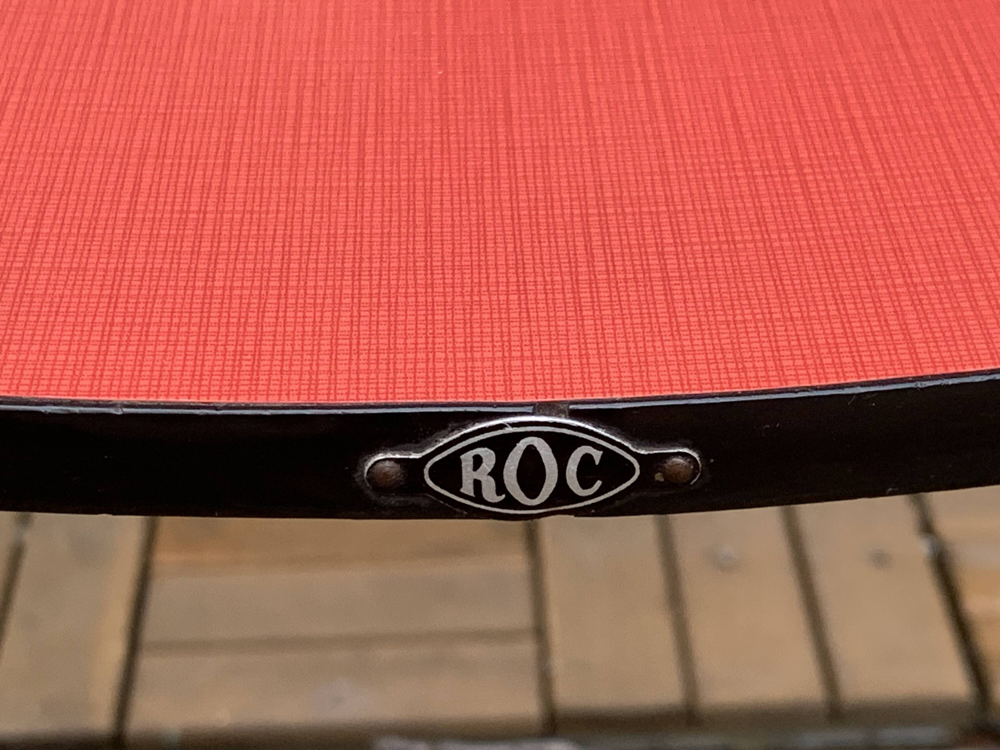 Pair of red Formica chairs Roc 1960