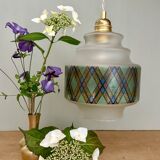 Vintage stained glass globe pendant light