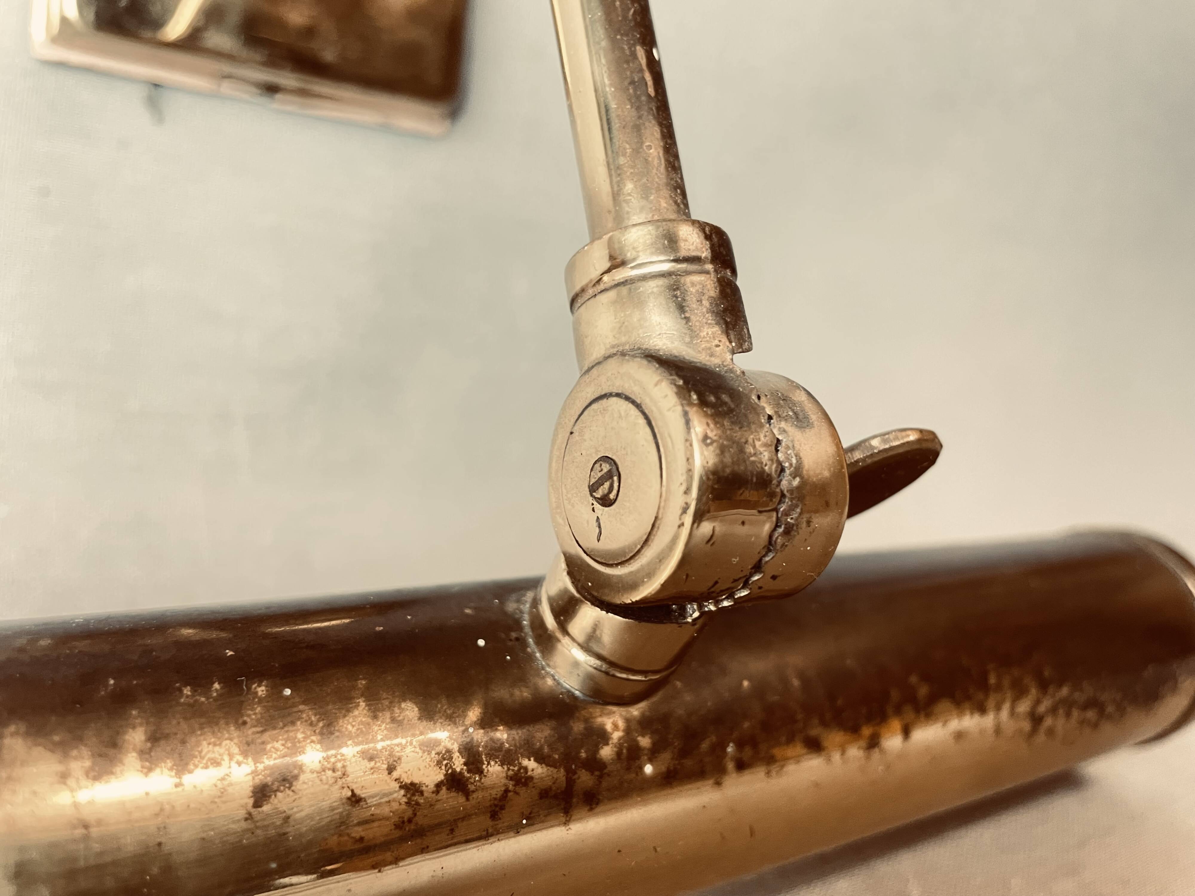 Industrial style aged brass wall art picture light