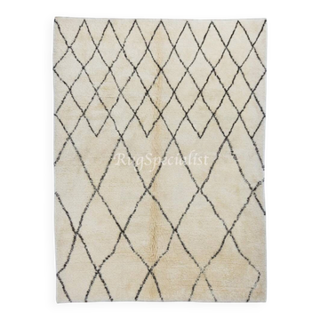 Tapis marocain contemporain en laine naturelle, tapis Tulu au design en diamant