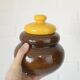 Vintage Handmade Ceramic Jar / Brown & Yellow Retro Kitchen Pottery