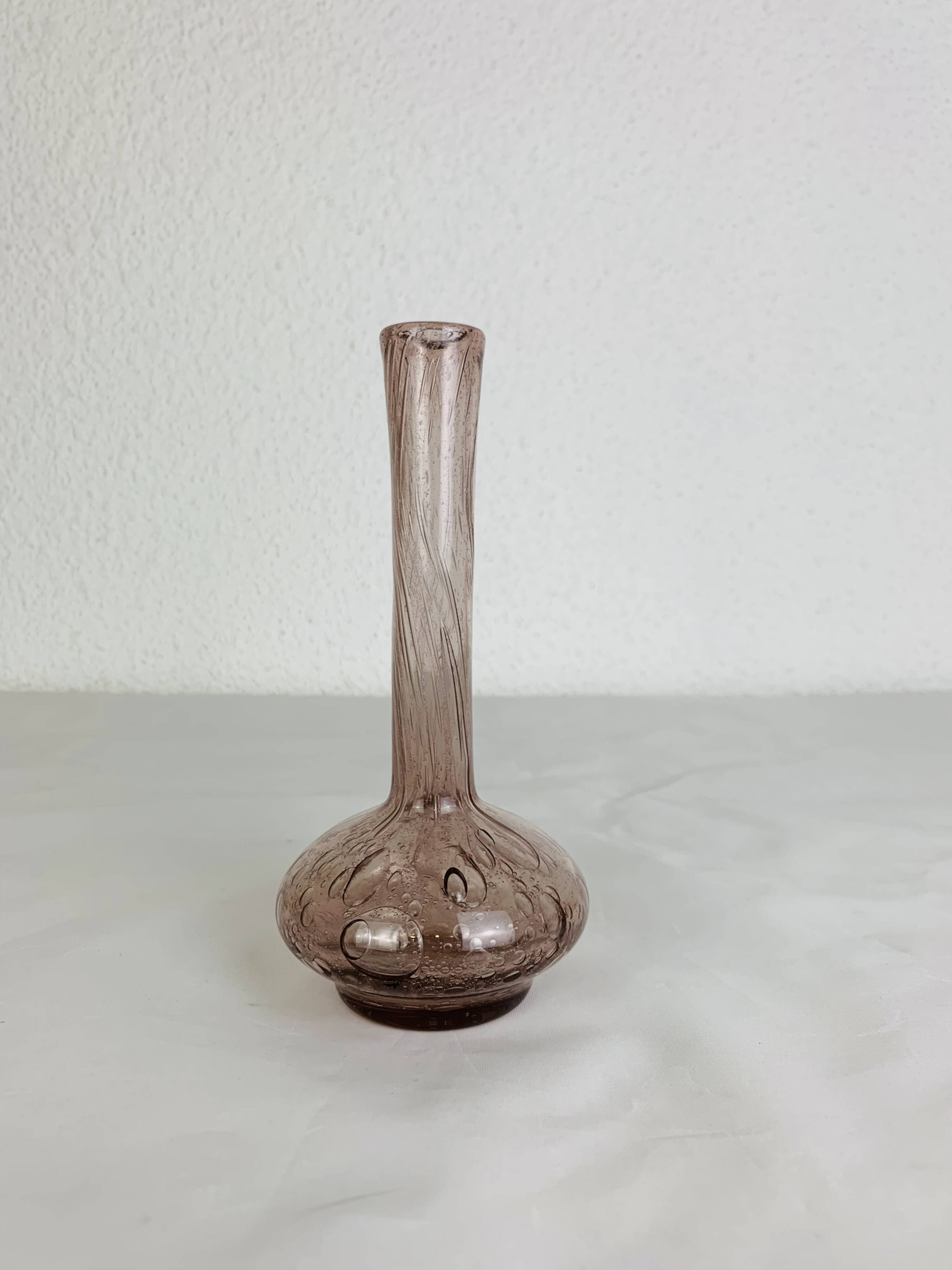 Purple bubble glass bud vase
