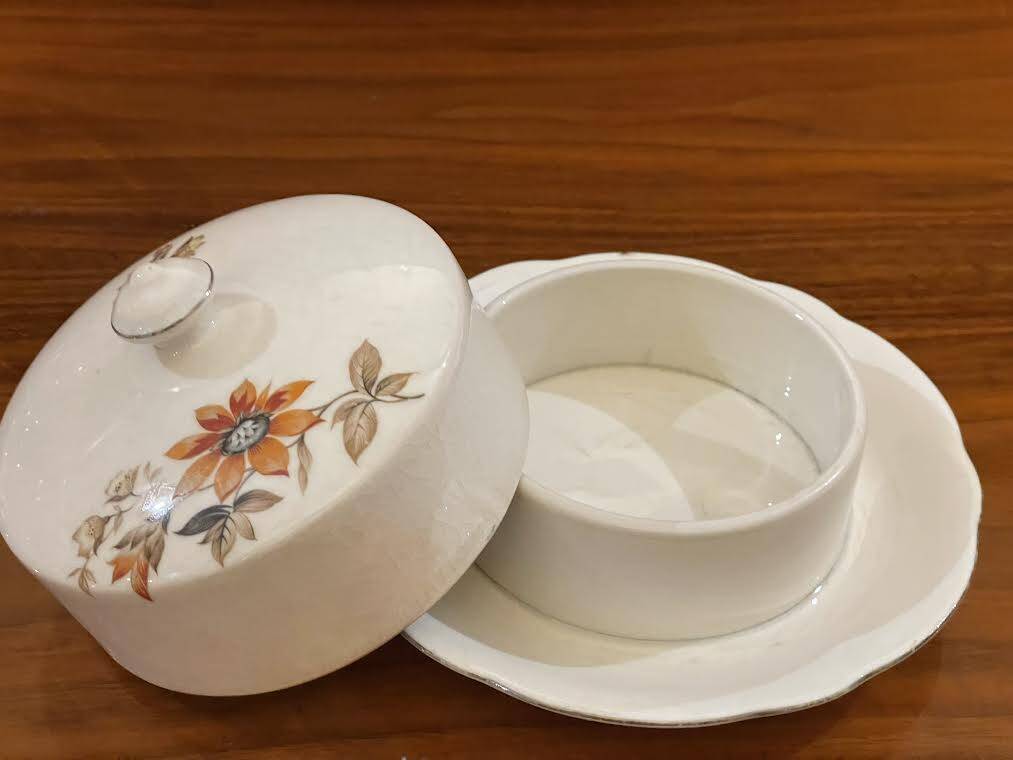 Bohemian porcelain butter dish