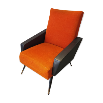 Vintage orange velvet armchair