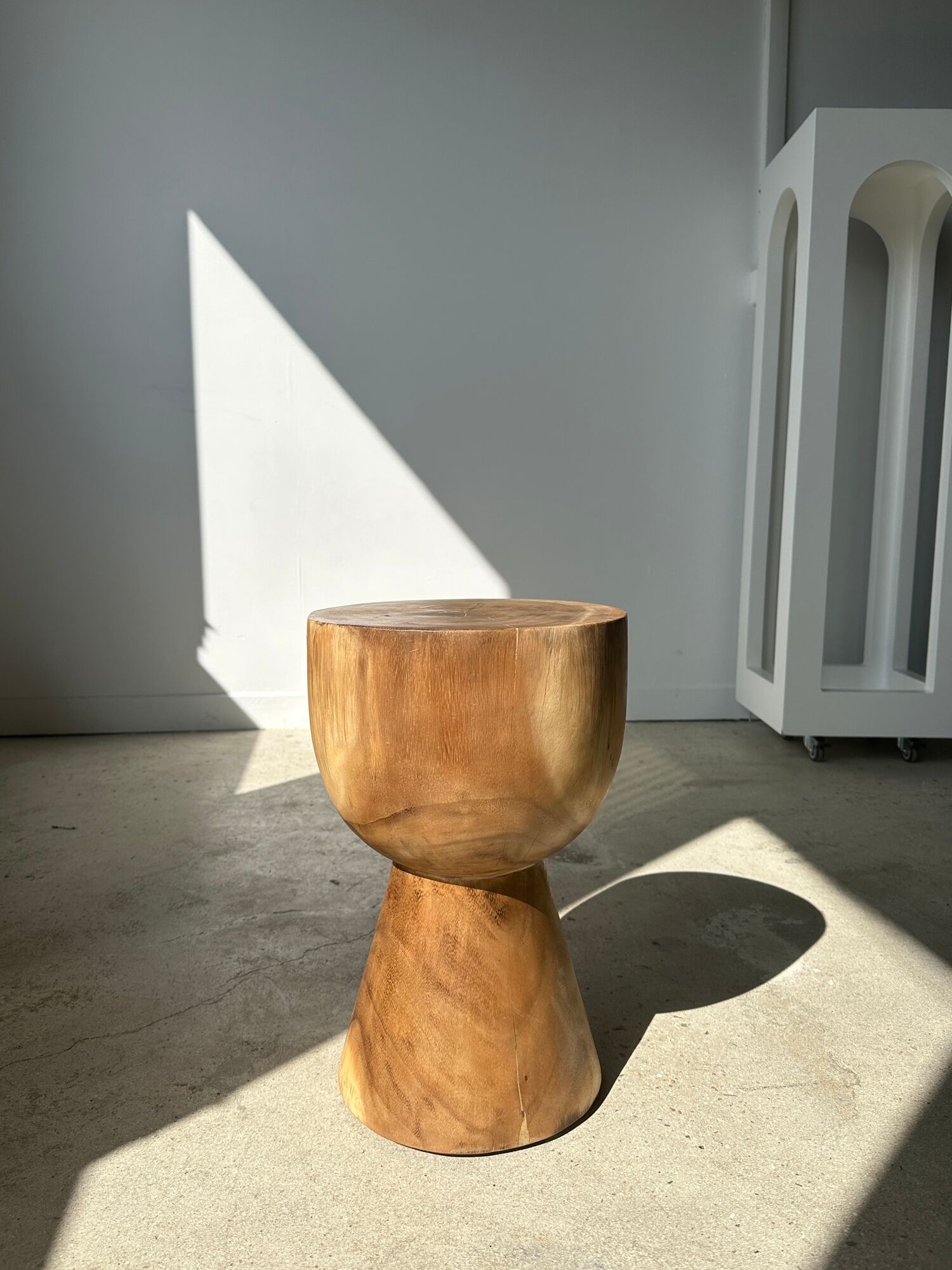 End of sofa, stool, modular furniture in monoxyl suar
