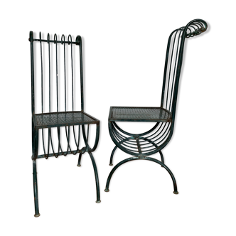 Set of 2 old chairs of square 1900