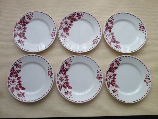6 Earthenware dessert plates from St Amand Céranor Model Jane