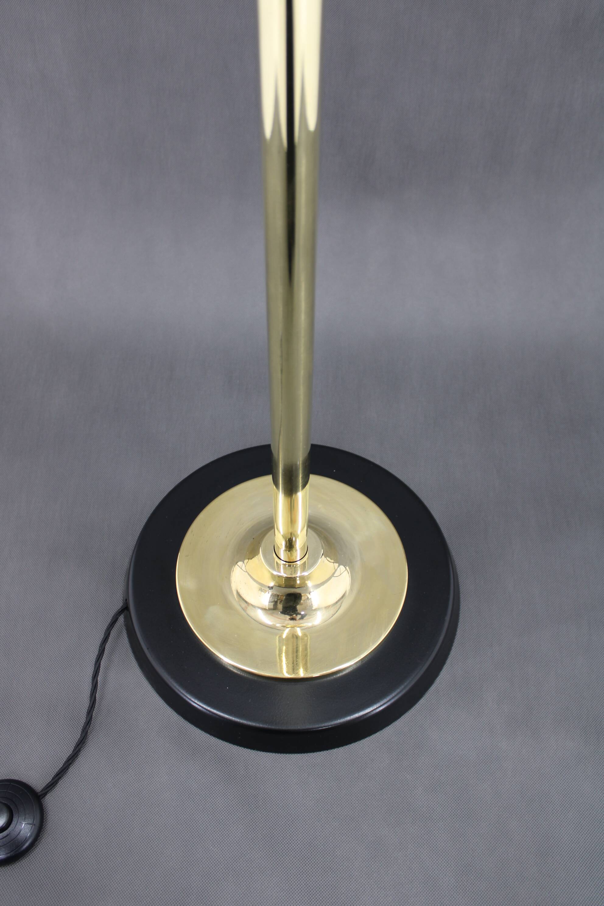 1970s Pair of Glass Brass Floor Lamps by Kamenicky Senov , Czechoslovakia