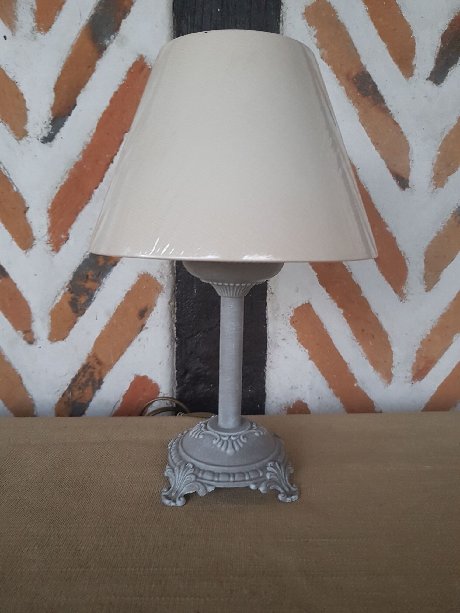 patinated foot bedside lamp