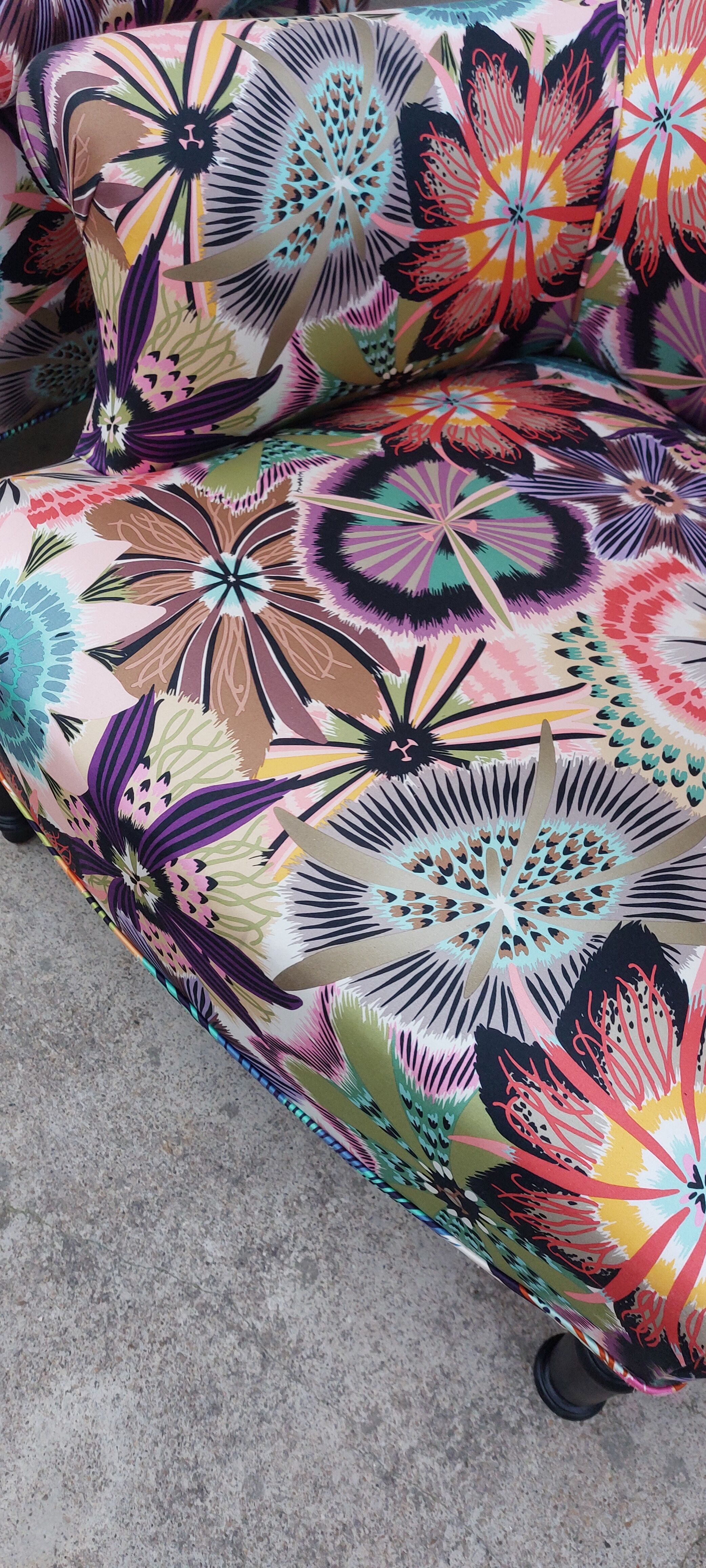 Pair of toad armchairs Napoleon III tapestry missoni italy