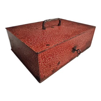 Coffre-fort antique 27 x 35 cm rouge