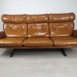 Scandinavian fawn leather sofa