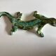 Provence 1970 XXL lizard in green glazed stoneware