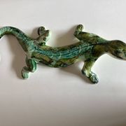 Provence 1970 XXL lizard in green glazed stoneware
