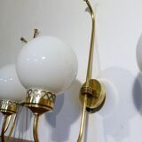 Trio of applique art deco brass and opaline. 1940