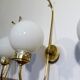 Trio of applique art deco brass and opaline. 1940