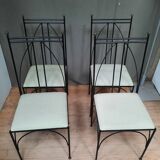 Series of 4 black metal chairs