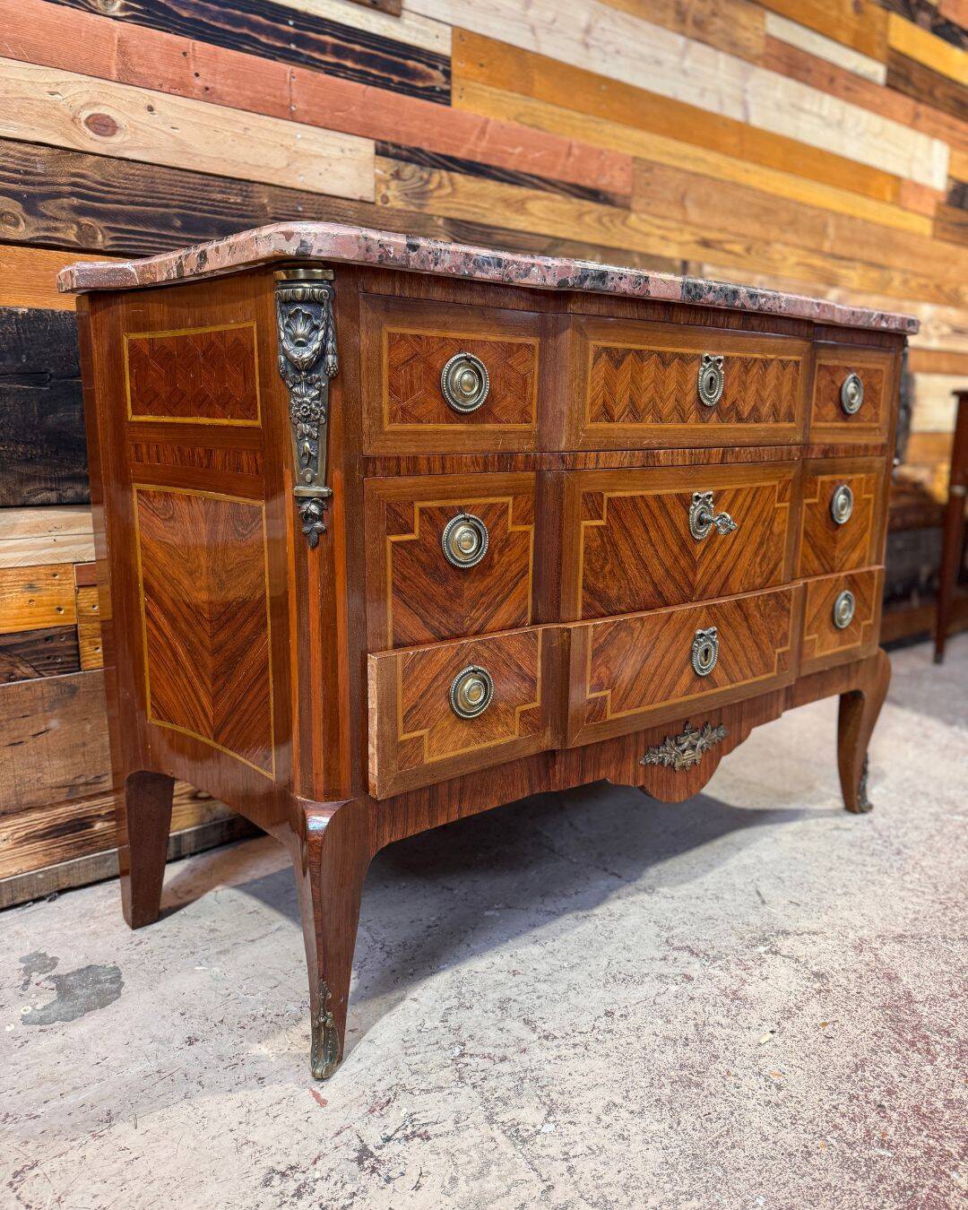 Transitional Louis XV / Louis XVI style chest of drawers