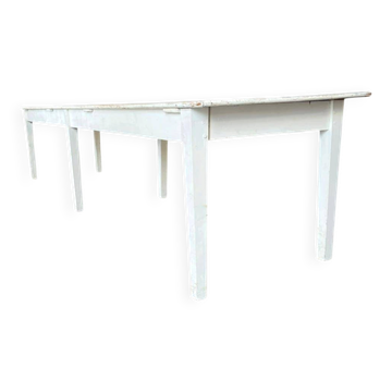 Table à manger vintage XL en bois blanc / table de salle à manger