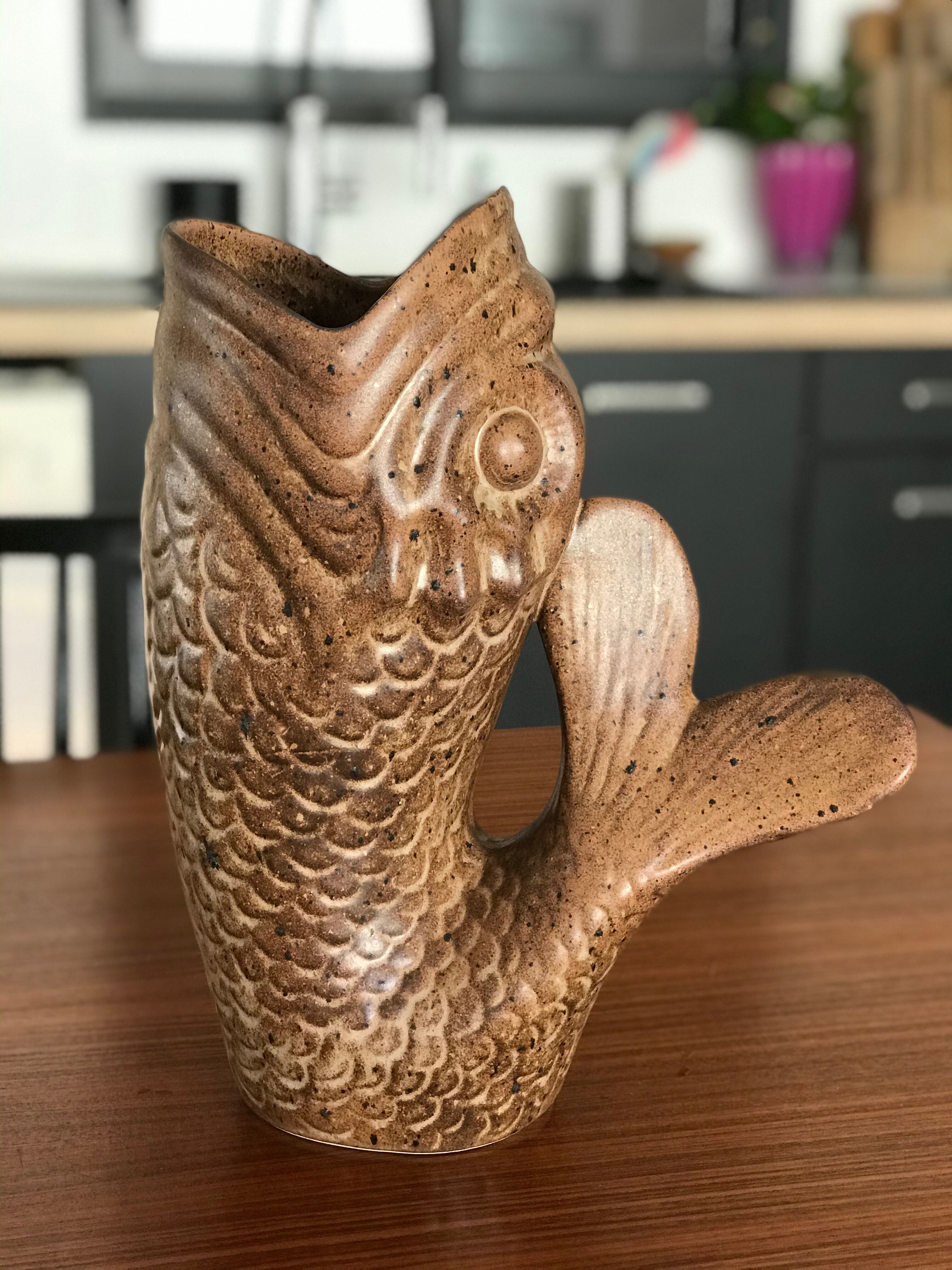 Fish sandstone vase