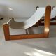 Sling chair in pine, canvas and sheepskin, 1970s