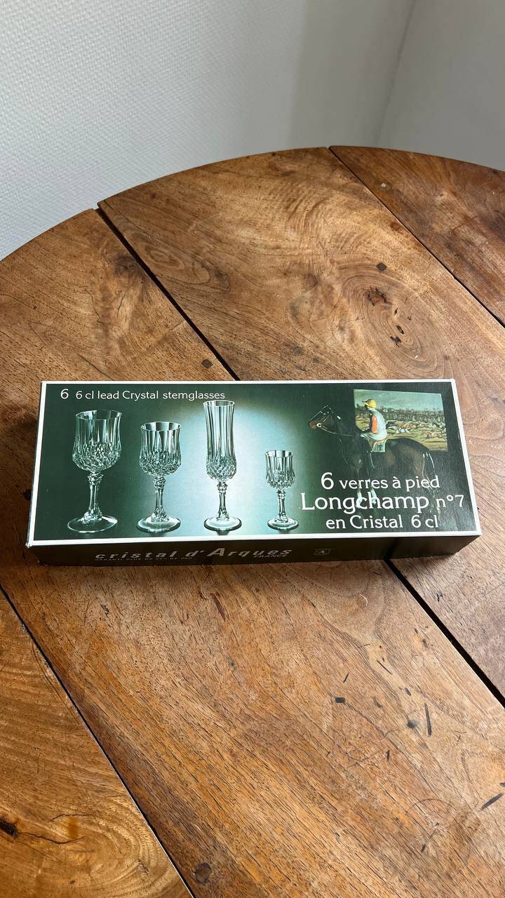 Cristal d’Arques Longchamp – Set de 6 verres à pied n 7 – Vintage 24% PbO