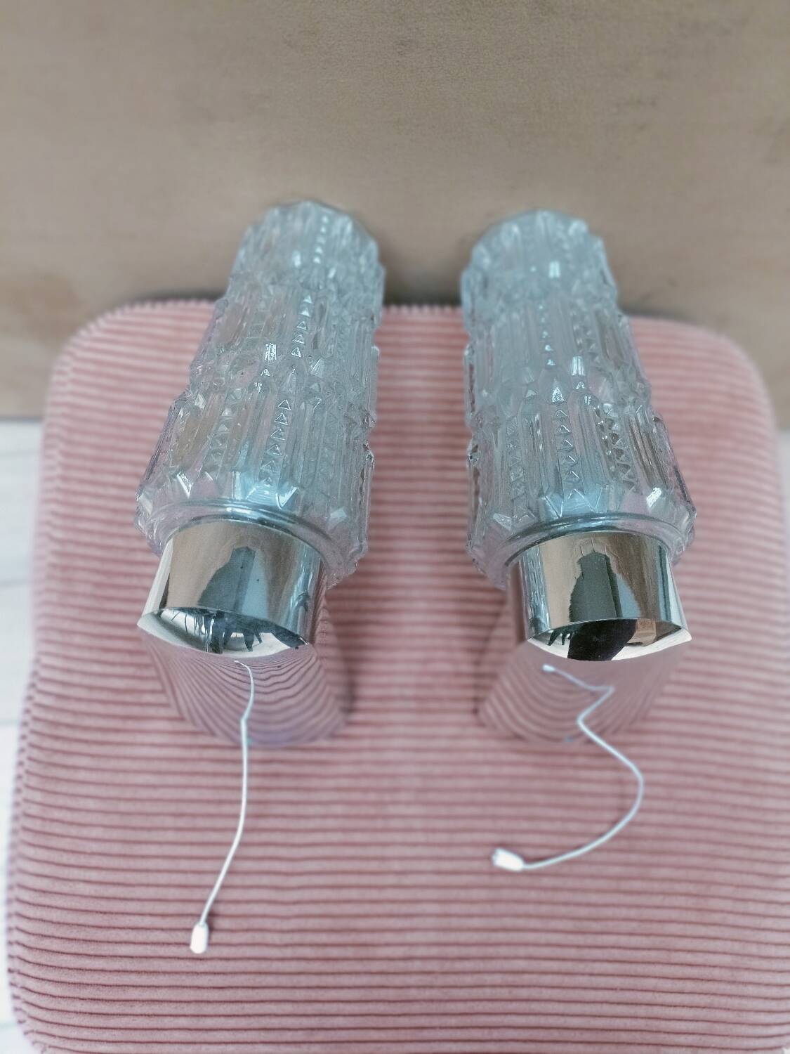 Pair of chrome Space Age wall lights