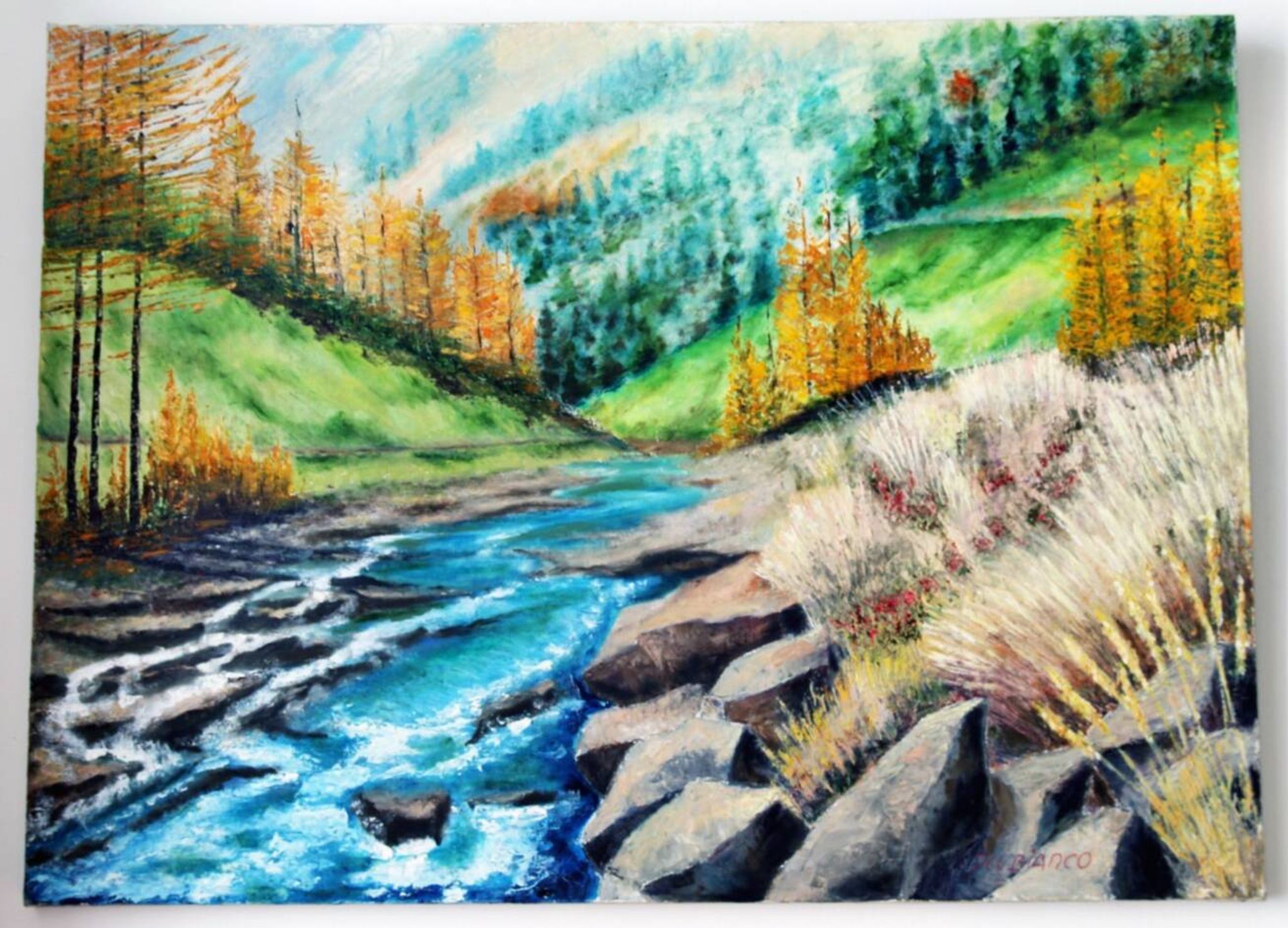 LOUIS DEL BIANCO born 1925 oil painting on canvas signed 73 x 100cm