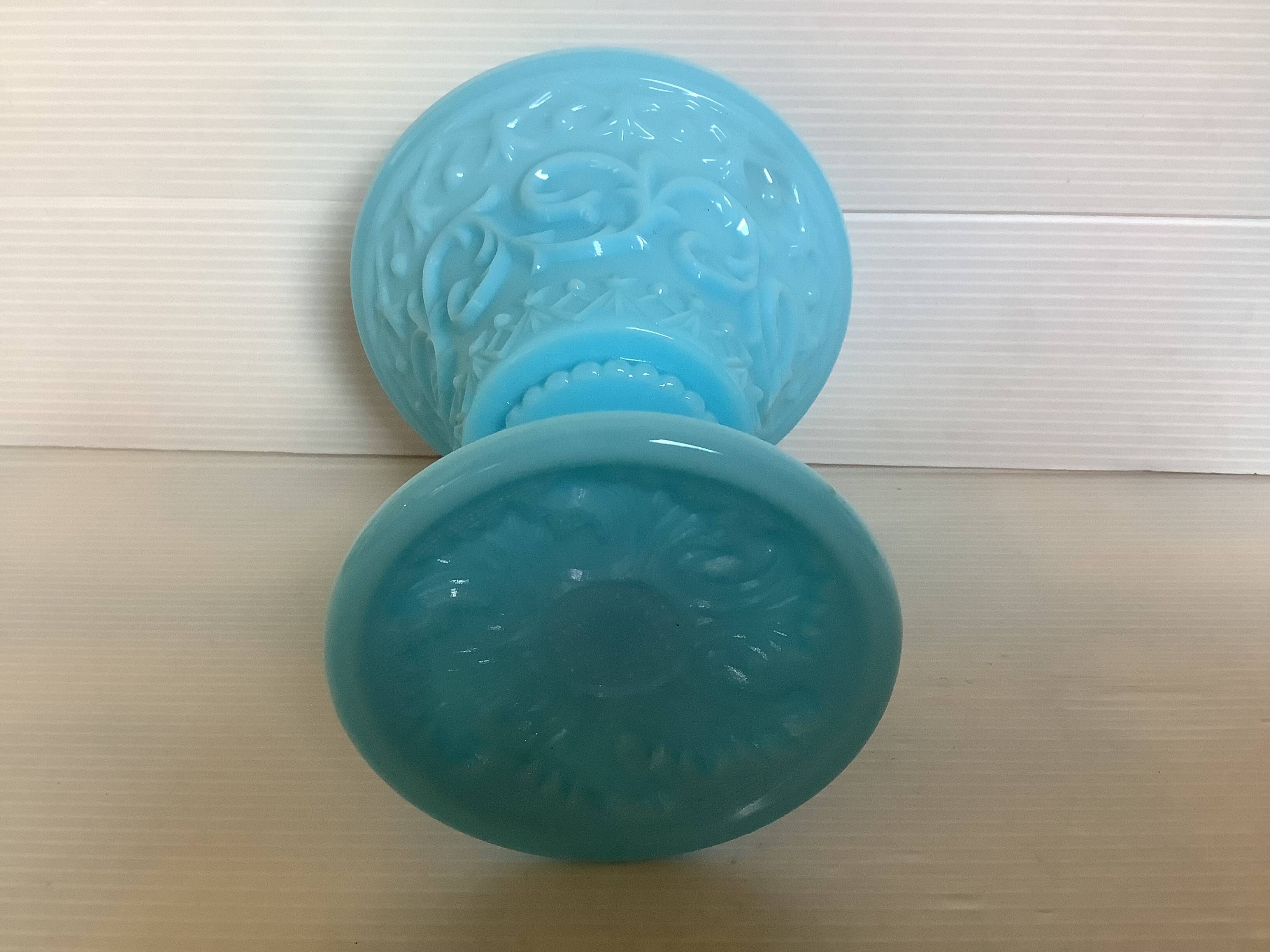 Blue opaline footed bowl vase Italy