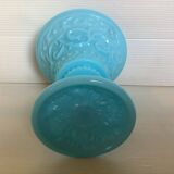 Blue opaline footed vase Italy