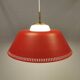Hanging lamp in red lacquered metal and milky white opal glass 1970s Denmark.