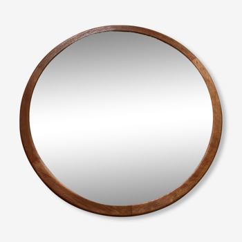 Miroir rond scandinave en teck, vintage 1960