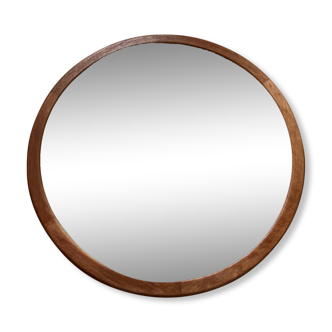 Scandinavian round teak mirror, vintage 1960