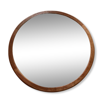 Miroir rond scandinave en teck, vintage 1960