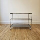 Small rolling trolley in chromed metal