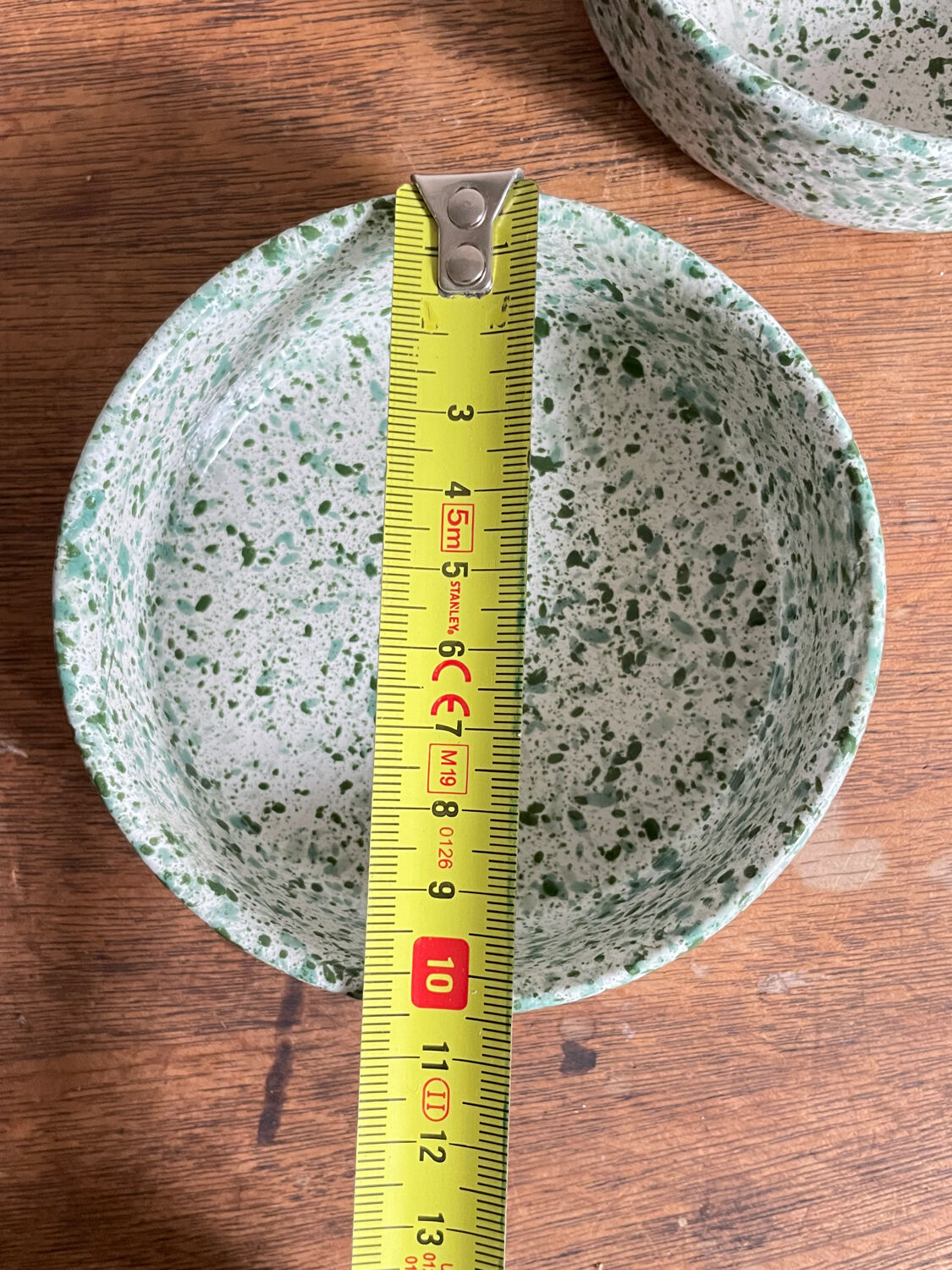 Green spotted ceramic ramekin
