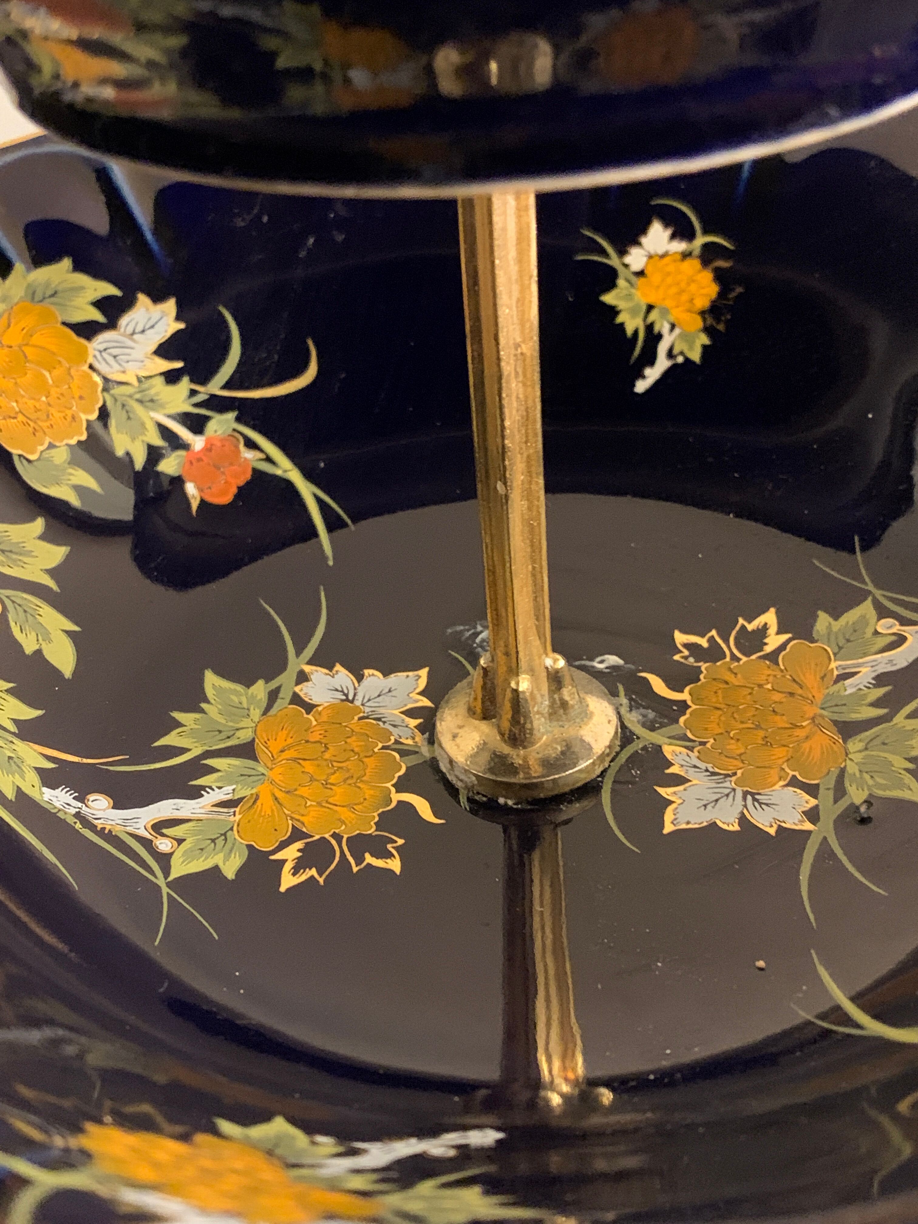 Cobalt blue porcelain display or servant, 3 floors