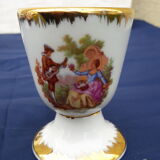 4 small porcelain mazagrans workshop of the Tabalou scenes gallant Fragonard style H 8 cm