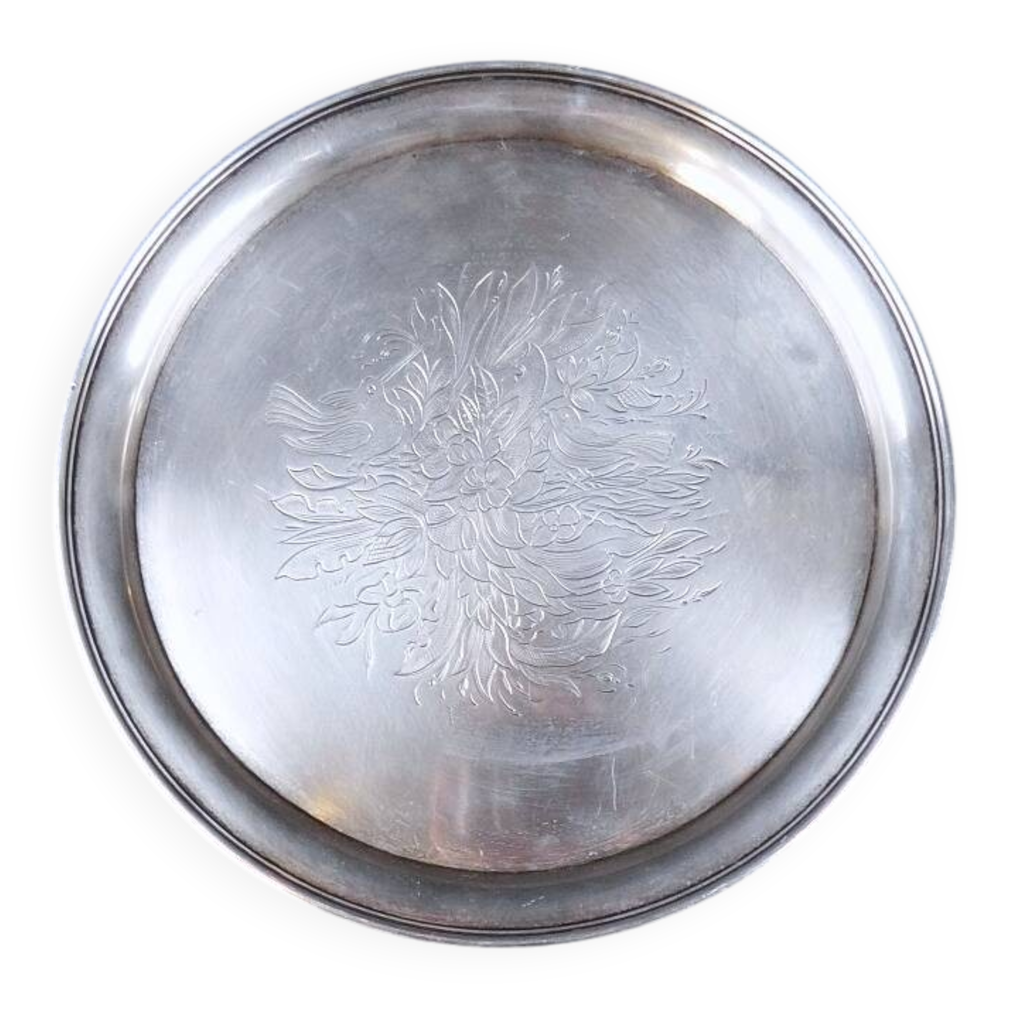 Solid silver tray signed Sazikov Russian wedding dish from 1868
