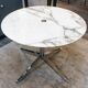 Florence knoll - table plateau rond ,marbre calacatta oro verde ,base chromée