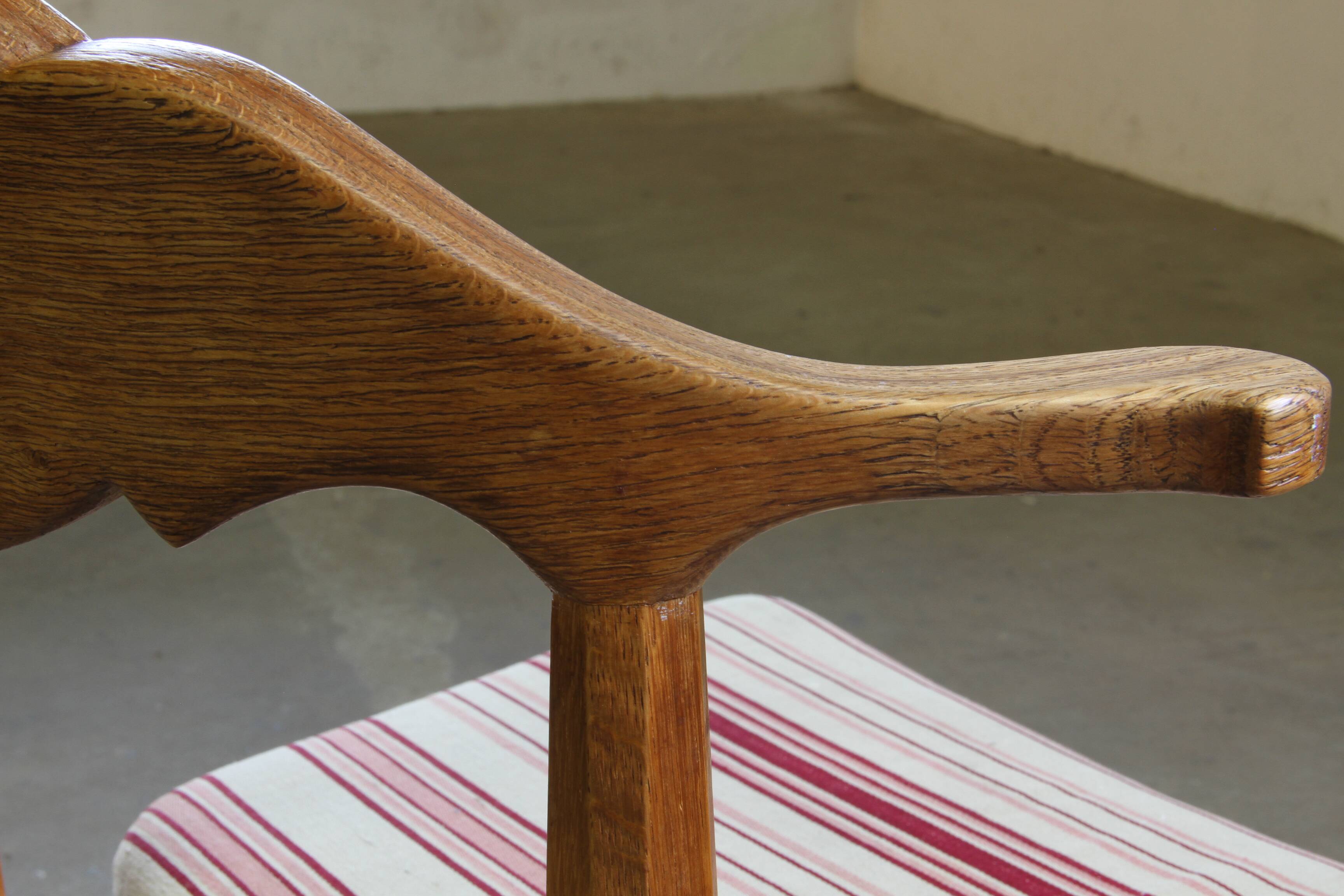 Vintage 60s set of 6 solid oak Danish design dining room chairs, Kjærnulf style