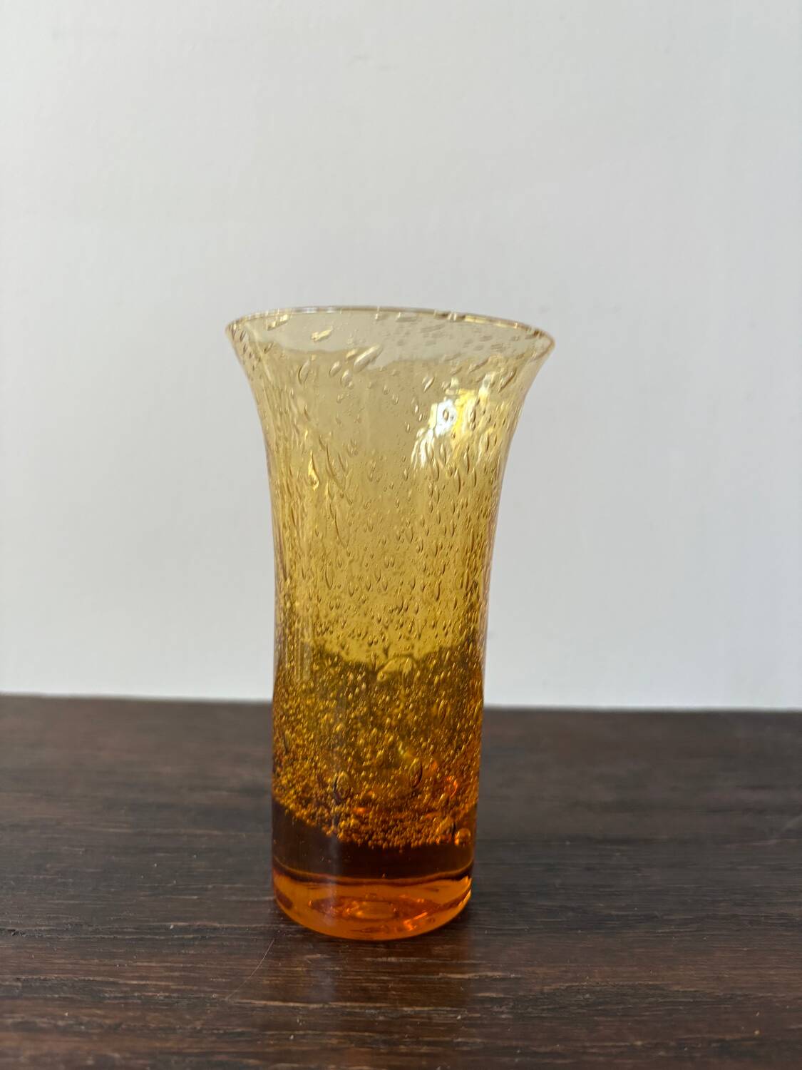 Orange bubble glass vase from the 60s